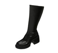 Botas de otoño cálidas Redondas Punta Larga Recta Suela Gruesa para Mujer, Ideales para Diario y Tiempo Libre en Clima frío, Antideslizantes y acogedoras_2