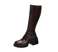 Botas de otoño cálidas Redondas Punta Larga Recta Suela Gruesa para Mujer, Ideales para Diario y Tiempo Libre en Clima frío, Antideslizantes y acogedoras_2