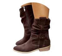 Botas de otoño para mujer, botines occidentales, zapatos de otoño, de ante, de vaquero, media altura, para mujer, planas, tirolesa, baja, con hebilla, botas cortas de entretiempo