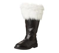 Botas de Papá Noel para hombre de pantorrilla ancha, con revestimiento blanco de piel sintética y cremallera lateral para disfraz de Navidad, accesorio Cosplay con puños blancos, Le Noir, 43 EU