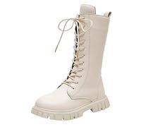 Botas de piel de princesa para niñas de media pantorrilla, antideslizantes, suela suave, con cordones, elegantes, cómodas, ideales para niñas pequeñas, botas largas de moda, cálidas y duraderas
