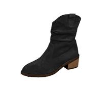 Botas de piel para mujer con tacón - Zapatos de invierno para mujer, 38, botas de invierno ligeras, botas occidentales cálidas, botas hasta la rodilla de encaje, medias botas medievales, botas cálidas
