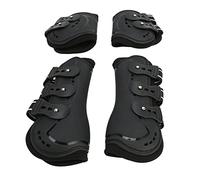 Botas de Pierna Trasera Delantera Delantera, Protector de Pierna de Caballo con Absorción de Choque, Caparazón de PU Frontal Abierto Transpirable y Forro de Neopreno, para Saltar, Mostrar Conducción