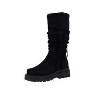 Botas De Plataforma A Media Pantorrilla Boots Vaqueras Western Retro Con Flecos Botas De Nieve De Ante Cálidas De Caña Larga For Otoño-invierno Zapatos Casuales Sin Cordones For Mujer(Black,38 EU)