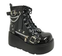 Botas de plataforma de estilo gótico para cosplay de vampiro para mujer, botas de media pantorrilla, cómodas botas de motocicleta para mujer, negro, 36 EU