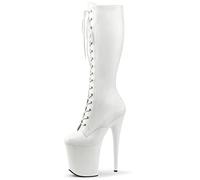 Botas de Plataforma hasta la Rodilla para Mujer con Cordones y Encaje Blanco - Tacones de 8 Pulgadas para Ocasiones nocturnas, Festivales de música y Discotecas,Blanca,38 EU