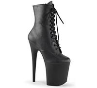 Botas de Pole Dance de 20 cm con Tacones de Aguja Exóticos y Botas de Tobillo de Charol con Cordones, Punta Redonda y Cierre de Cremallera,Black 6,36 EU