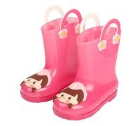 Botas de PVC transparente brillante para niños y niñas, con suela antiagua, para niñas y niños y niñas con tacón, hot pink, 10 Years