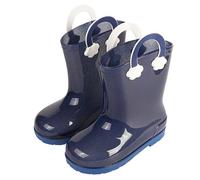 Botas de PVC transparente brillante para niños y niñas, con suela antiagua, para niñas y niños y niñas con tacón, Blue, 10 Years