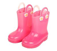 Botas de PVC transparente brillante para niños y niñas, con suela antiagua, para niñas y niños y niñas con tacón, Pink, 10 Years