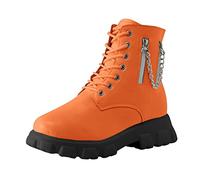 Botas de saltar para mujer de piel con cordones Botas cortas de cuero | Botas clásicas con cordones con cremallera lateral, antideslizantes, botas de senderismo Rockabilly Ankle Boots para