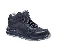 Botas de seguridad Blackrock Wilson S1-P, antiestáticas, cuero negro, botas de seguridad para excursionistas con puntera de acero y entresuela protectora de acero, sujeción del tobillo, ligeras