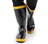 Botas De Seguridad Botas De Rescate para Extinción De Incendios Calzado Protector De Goma Antideslizante Resistente A Altas Temperaturas para Bombero(43-Negro)