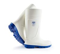 Botas de Seguridad con Puntera de Acero para la Industria alimentaria, fáciles de Limpiar y desinfectar, Incl. Suela incrustada para pies Secos, Gran Comodidad de Uso, Blanco, EU 48