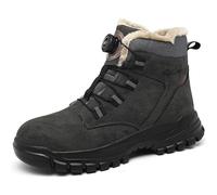 Botas de Seguridad Invierno para Hombre Mujer Impermeable Ligeras Zapatos de Seguridad con Punta de Acero Antideslizante Calentar Cómodas Botas de Trabajo，Gris，45 EU