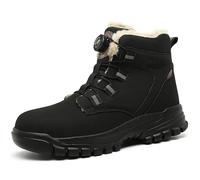 Botas de Seguridad Invierno para Hombre Mujer Impermeable Ligeras Zapatos de Seguridad con Punta de Acero Antideslizante Calentar Cómodas Botas de Trabajo，Negro，46 EU