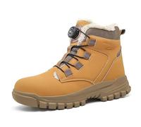 Botas de Seguridad Invierno para Hombre Mujer Impermeable Ligeras Zapatos de Seguridad con Punta de Acero Antideslizante Calentar Cómodas Botas de Trabajo，Naranja，46 EU