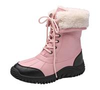 Botas de senderismo de caña alta, impermeables, con cordones, para nieve, invierno, cálidas, con forro de piel sintética, botines sin cordones, antideslizantes, para caminar, zapatos de mujer