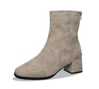 Botas de senderismo de piel de color sólido para mujer, talla grande, suela de lengüeta fácil de limpiar, para clima frío, caminata por la ciudad, con cremallera, forro de piel, cálidas, beige, 38.5