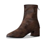 Botas de senderismo de piel de color sólido para mujer, talla grande, suela de lengüeta fácil de limpiar, para clima frío, caminata por la ciudad, con cremallera, forro de piel, cálidas, Brown, 39.5