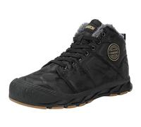 Botas de senderismo para hombre de camuflaje térmicas antideslizantes de felpa de gran tamaño para hombre, botas de alpinismo para acampar para aventuras de pelo bajo, Negro , 42 EU