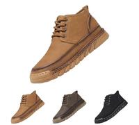 Botas de senderismo para hombre, otoño e invierno, antideslizantes, impermeables, clásicas, de piel sintética, planas, de trekking, a la moda, para el tiempo libre, zapatillas altas, amarillo, 38 EU
