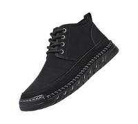 Botas de senderismo para hombre, otoño e invierno, antideslizantes, impermeables, clásicas, de piel sintética, planas, de trekking, a la moda, para el tiempo libre, zapatillas altas, Negro , 38 EU