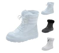 Botas de senderismo para mujer, invierno, nieve, botines para mujer, botas de invierno cálidas, ligeras, con cordones, impermeables, botas altas de trekking, azul claro, 39 EU