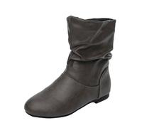 Botas de tacón bajo para mujer, informales, cómodas, informales, clásicas, para actividades al aire libre, invierno, equitación, puntera redonda, de caña media, moda y, gris, 39 EU