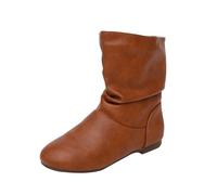 Botas de tacón bajo para mujer, informales, cómodas, informales, clásicas, para actividades al aire libre, invierno, equitación, puntera redonda, de caña media, moda y, marrón, 37 EU