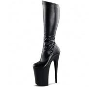 Botas de tacón de Longitud Altas de tacón Alto de Soled High Stiletto de 20 cm para Mujer Botas de tacón Alto,Matte Black,43 EU