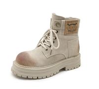 Botas de tacón Grueso de Ante para Mujer, Estilo británico con Puntera Redonda y Suela de Goma Antideslizante, Ligeras y cómodas para Actividades al Aire Libre, Ropa de Trabajo, Caminar y Trabajar