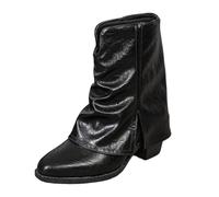 Botas de tacón grueso retro con punta puntiaguda, botas Culotte para la pierna, Negro , 42 EU