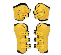Botas de tendón de caballo Fetlock con frente abierto, transpirables, ajustables, protectoras, color amarillo, juego de 4 (XL, 100 x 70 cm)