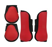 Botas de tendón de caballo Protección de las patas traseras delanteras Durable Cómodo Entrenamiento ecuestre Saltar Correr Polo Caza Resistencia Tiro PU Material de neopreno (1 juego rojo XL.)