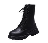 Botas de tobillo con tacón para mujer, botas de piel con plataforma, botas de combate, botas de combate con cremallera, botas de equitación, botas de cordones, botas de combate, botas militares, botas