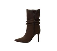 Botas de Tobillo de Ante marrón Oscuro para Mujer con tacón de Aguja Alto - Botines cómodos para otoño e Invierno para Uso Diario, Oficina, Salida Nocturna,Marrón,37 EU