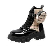 Botas de tobillo de plataforma gótica de mujeres con botines de ala de murciélagos Tisos de bloque grueso de punta redonda botas de combate de motocicleta punk cómodas botines góticos cortos