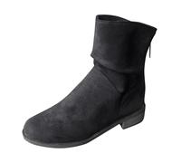 Botas de Tobillo para Mujer Ante con Cremallera Trasera Cálidas y Confortables Estilo Informal Moda Otoño Invierno (Black, 42)