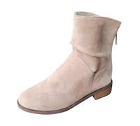 Botas de Tobillo para Mujer Ante con Cremallera Trasera Cálidas y Confortables Estilo Informal Moda Otoño Invierno (Khaki, 42)