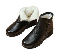 Botas de tobillo para mujer de tacón bajo para mujeres mayores, botas de nieve con forro polar para invierno, cálidas, antideslizantes, punta redonda, botas cortas, informales, cómodas, impermeables,