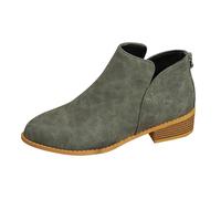 Botas de tobillo para mujer, tacón bajo, ajuste ancho, botas Chelsea para mujer, con cremallera, cómodos botines con puntera de almendra, botines casuales para caminar al aire libre, zapatos casuales