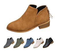 Botas de tobillo para mujer, tacón bajo del Reino Unido, de piel sintética, minimalistas, con cremallera, cómodas, cómodas, elegantes, clásicas, de color sólido, puntiagudas, modernas, versátiles