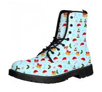 Botas de tobipara mujer con flores de mariposa de perro y estampfloral botas de combate góticas estilizmoda encaje con talgrueso plataforma botas de cuero para fiesta de Navidad de (personalizable)