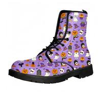 Botas de tobipara mujer con flores de mariposa de perro y estampfloral botas de combate góticas estilizmoda encaje con talgrueso plataforma botas de cuero para fiesta de Navidad de (personalizable)