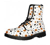 Botas de tobipara mujer con flores de mariposa de perro y estampfloral botas de combate góticas estilizmoda encaje con talgrueso plataforma botas de cuero para fiesta de Navidad de (personalizable)