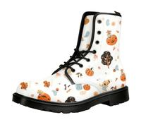 Botas de tobipara mujer con flores de mariposa de perro y estampfloral botas de combate góticas estilizmoda encaje con talgrueso plataforma botas de cuero para fiesta de Navidad de (personalizable)