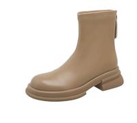 Botas de Trabajo Chelsea de Mujer Tacón Grueso y Suela Gruesa para Aumentar la Altura Cremallera Trasera Zapatos Cómodos y Transpirables