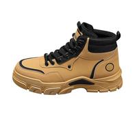 Botas de trabajo con puntera de acero para hombre, zapato cómodo impermeable práctico de cuero suave con cordones de ajuste amplio, zapatos de cuero de alta calidad para caminar, botas de trabajo