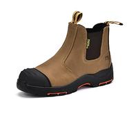 Botas de trabajo S3 para hombre y mujer, M-8025NB zapatos de seguridad para hombre y mujer altos, cuero impermeable y transpirable, plantillas ligeras y cómodas, puntera compuesta S1P y placa